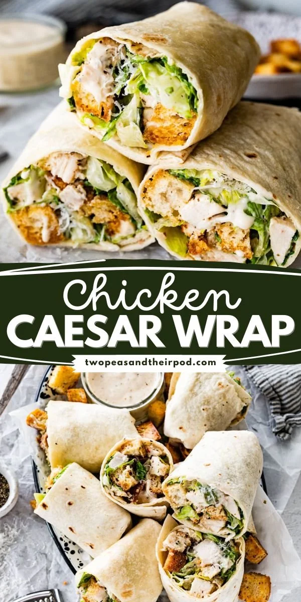 Delicious Chicken Caesar Wrap with grilled chicken, lettuce, and Caesar dressing