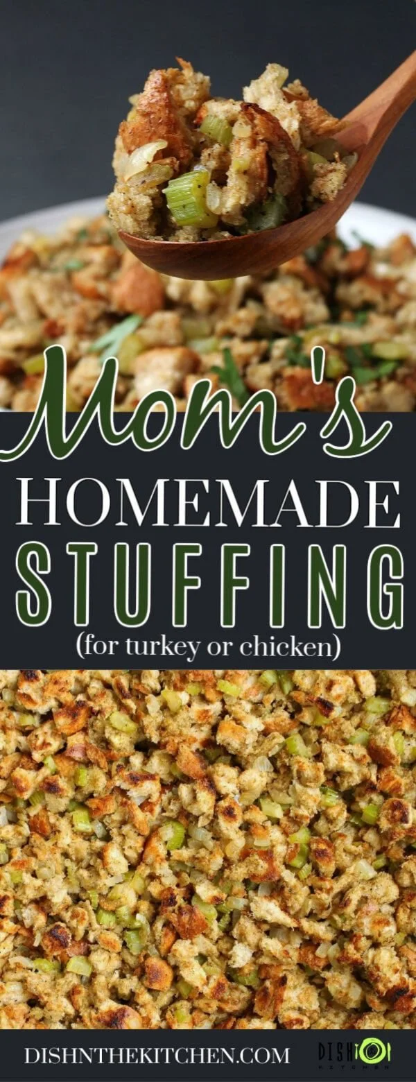 Classic homemade stuffing with poultry seasoning for turkey dishes