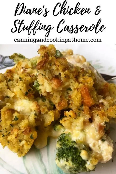 Diane's delicious Chicken & Stuffing Casserole dish ready to serve.