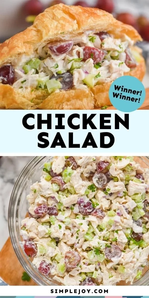 Delicious easy chicken salad recipe served in a bowl