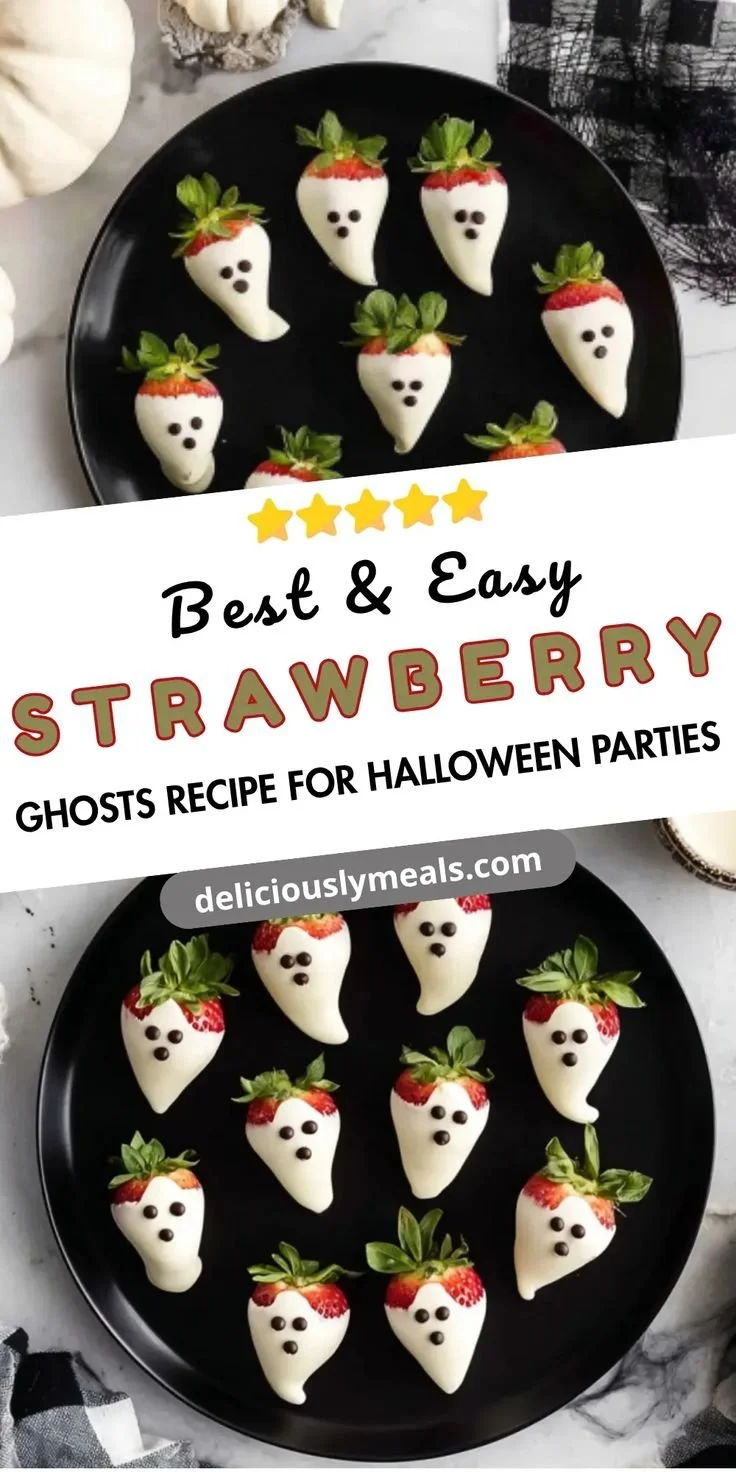 Delicious Strawberry Ghosts snack for Halloween parties