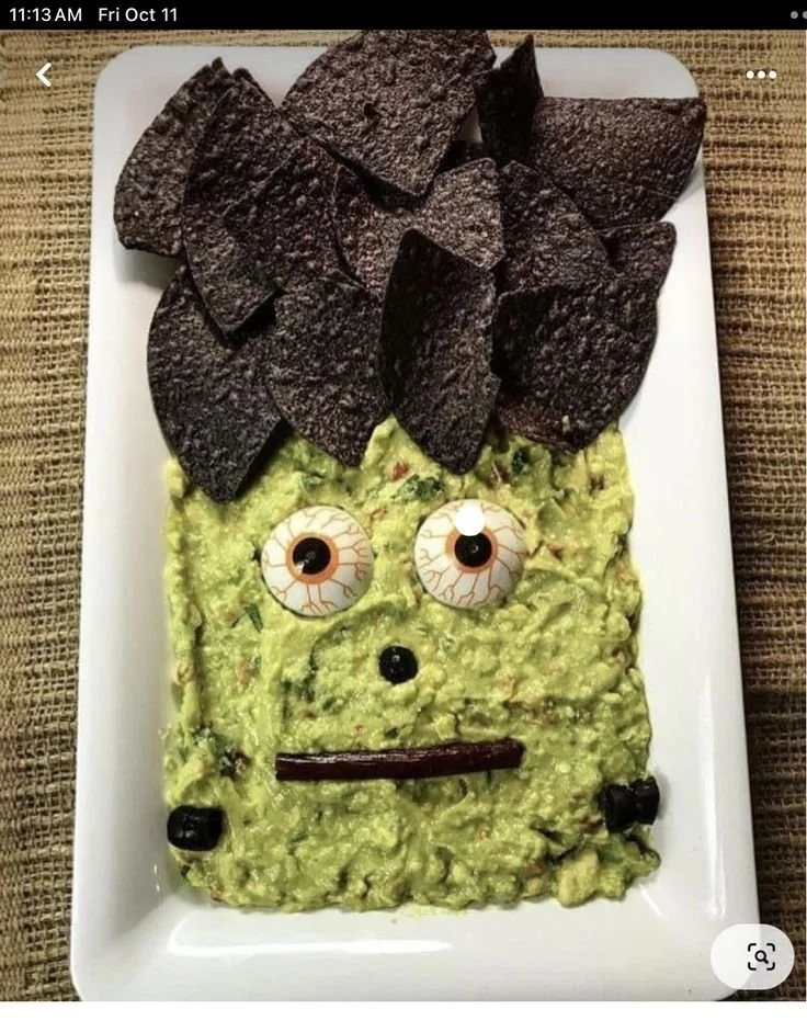 A variety of Frankenstein themed snacks for Halloween and birthday parties.