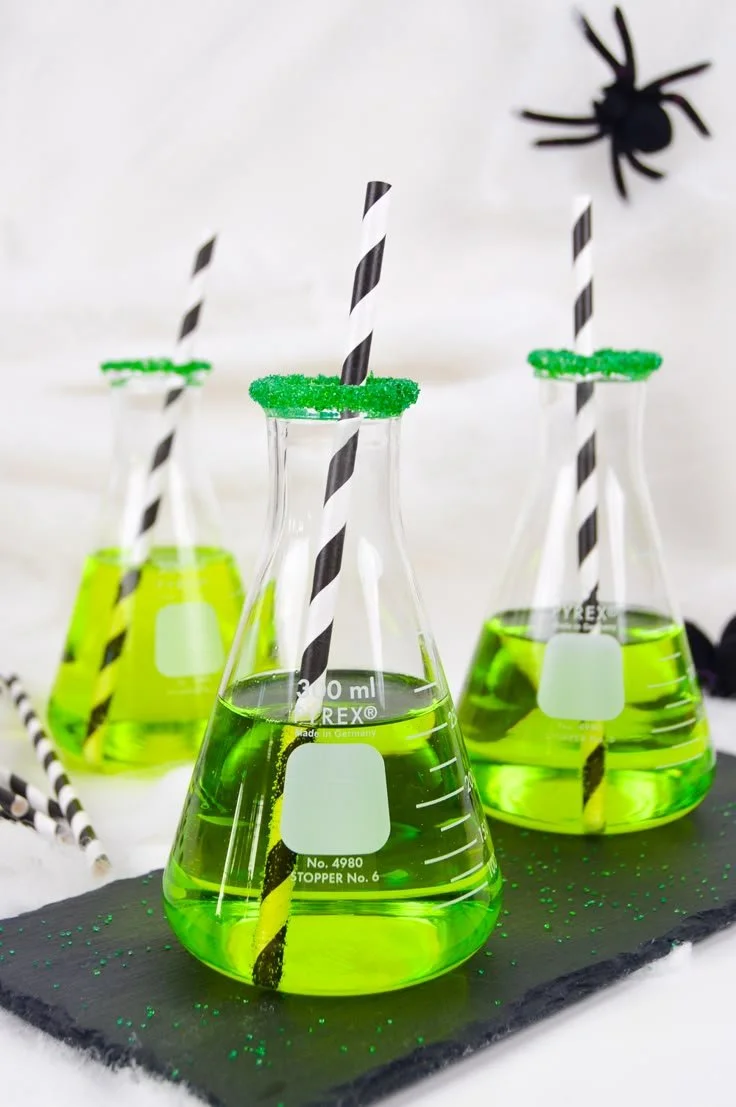 Spooky Green Chemical Cocktail for Halloween party decoration.