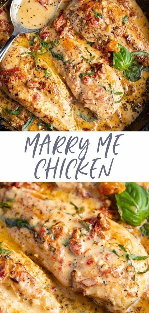 Juicy Marry Me Chicken with creamy Parmesan sauce and mushrooms.