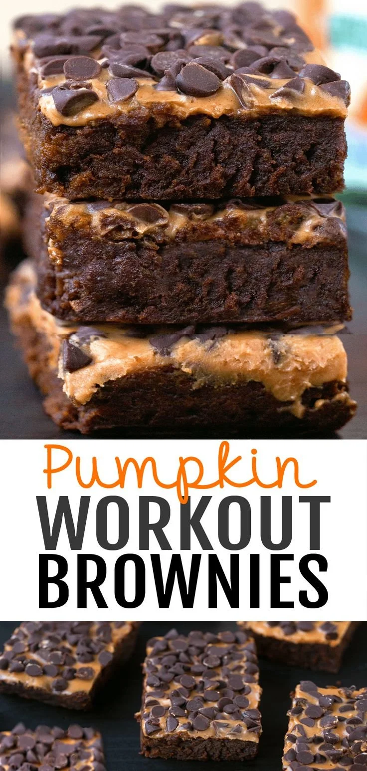 Delicious pumpkin brownies topped with chocolate, perfect for a protein-rich dessert.
