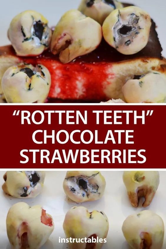 Delicious rotten teeth chocolate strawberries for a fun dessert experience
