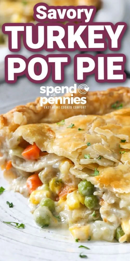 Savory gluten-free turkey pot pie with flaky crust and hearty filling.