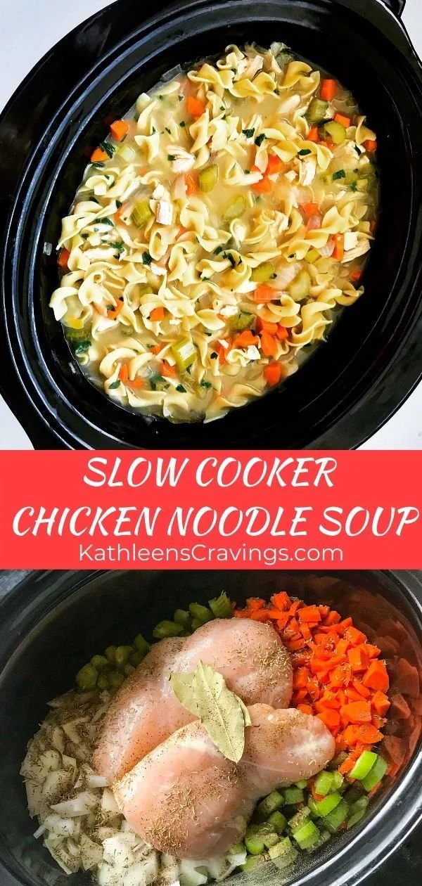 Slow Cooker Chicken Noodle Soup in a bowl, ready to enjoy