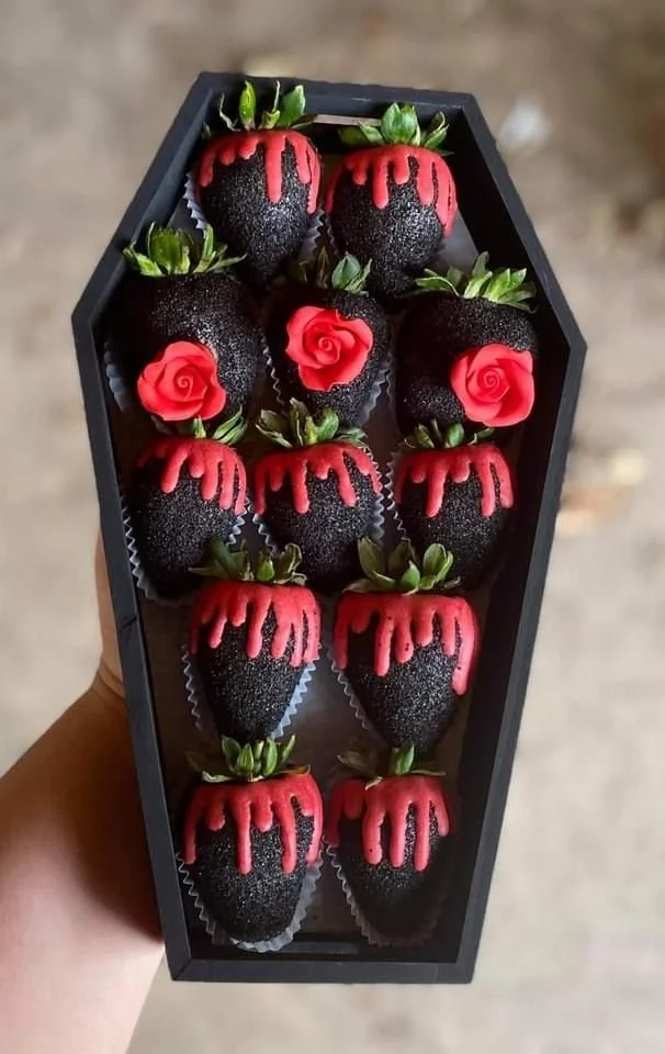 Spooky Halloween Chocolate Covered Strawberries decorated for festive celebrations