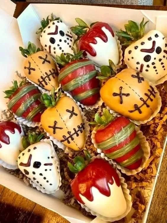 Spooky Halloween themed strawberries designed for festive treats