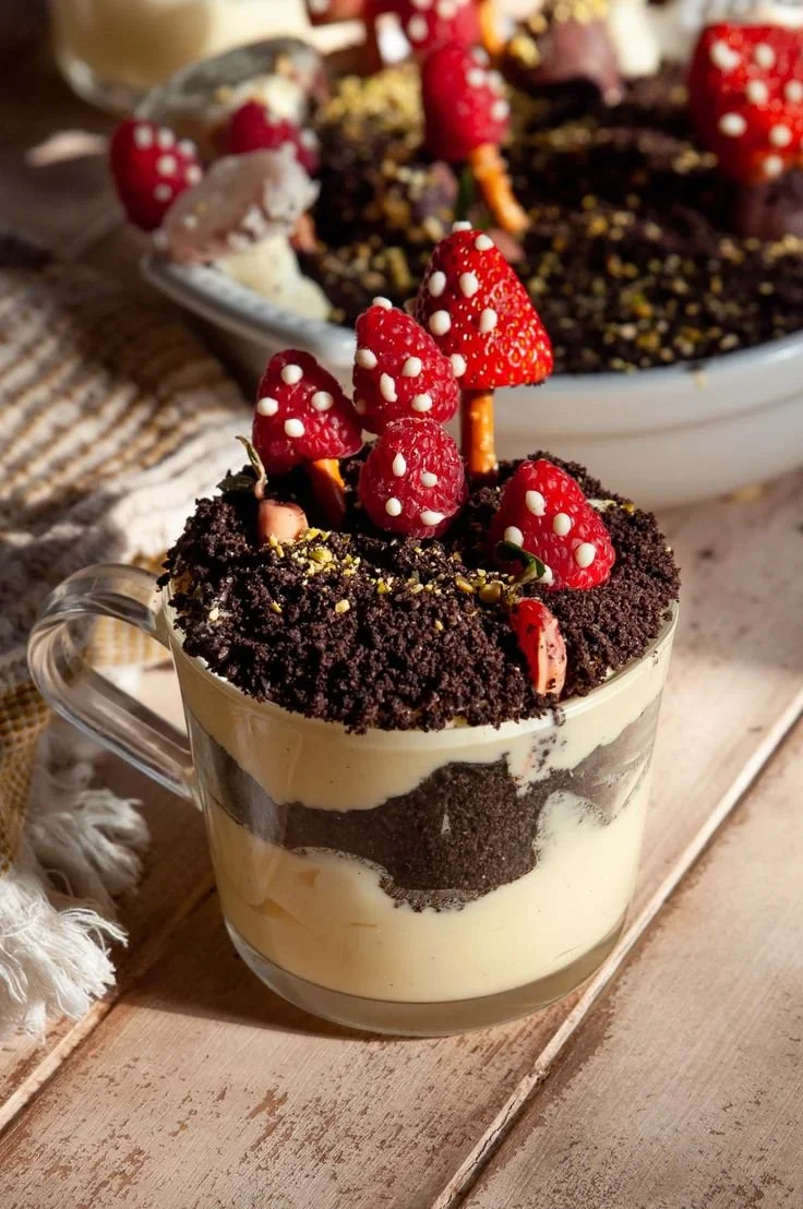 Delicious Wild Mushroom Forest Easy Dirt Pudding dessert with earthy flavors.