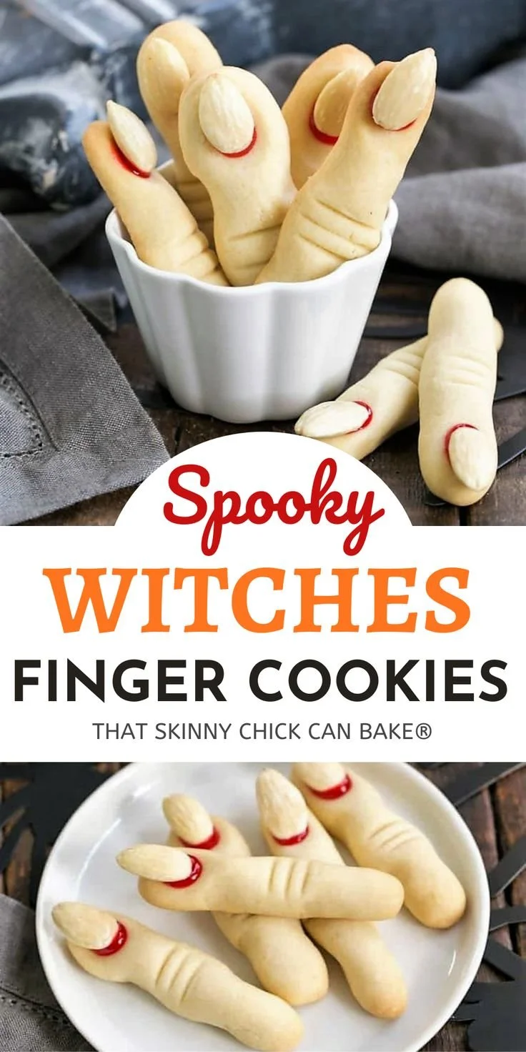 Spooky Witches Fingers Cookies decorated for Halloween