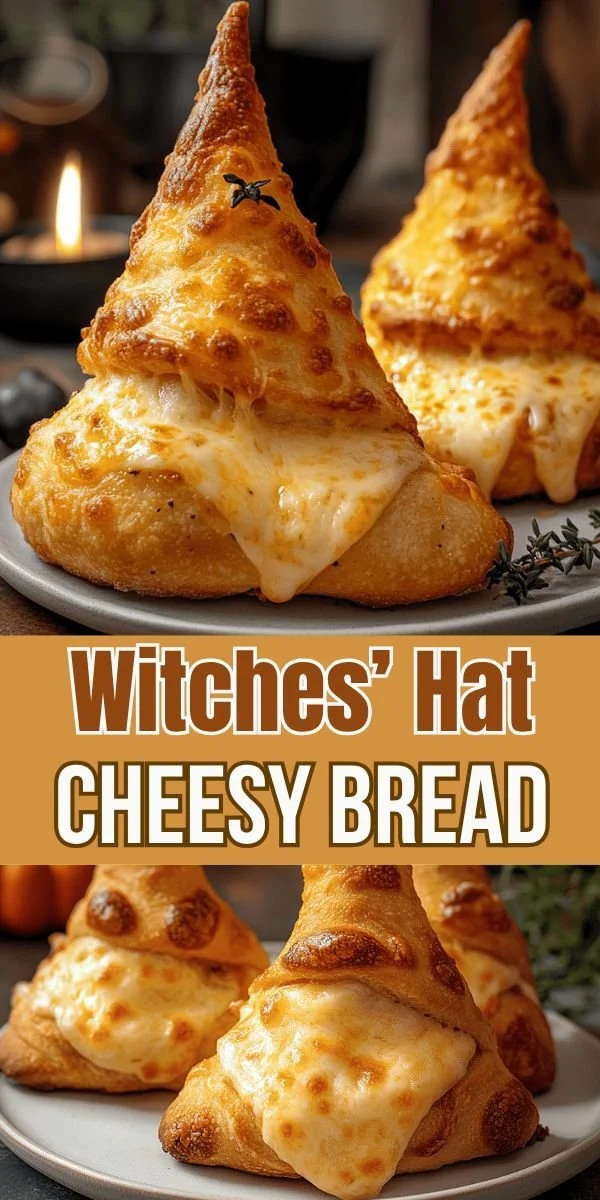 Spooky Witches’ Hat Cheesy Bread perfect for Halloween gatherings